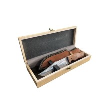 Coltello Artigianale con Scatola Regalo e Fodero Cuoio Lama Fissa Maru 29.00 cm Caccia Escursioni Alpinismo Idea Regalo Art. UNTER-H2