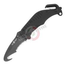 Coltello da Salvataggio con Lama a Uncino Nero ESP Soccorso 118 Protezione Civile Croce Rossa Art. NU107