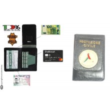 Portafoglio Portadocumenti con Placca Fissa PC Protezione Civile Nazionale Metallo Smaltato Idea Regalo Italia  Art. 600VP