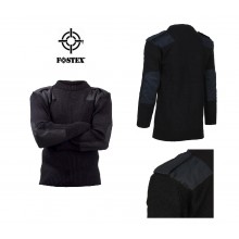 Pullover Maglione Modello Ufficio Nero Sicurezza con Toppe e Spalline Girocollo Fostex Art. 131345