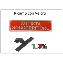 Patch Ricamata Autista Soccorritore con Velcro Fondo Arancio  Art.NSD-AS-AR Patch Ricamata Autista Soccorritore con Velcro Fondo Arancio  Art.NSD-AS-AR