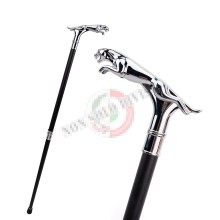 Bastone da Passeggio di lusso color argento con coda a leopardo, elegante bastone decorativo per feste, bastone da passeggio con pomello pastorale, 93 cm Autodifesa Art. PANT-BATON