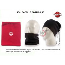 Scaldacollo Rosso Fascia  Scalda Collo Berretto Doppio Uso Con Ricamo Croce Rossa CRI   Art. NSD-CRIE