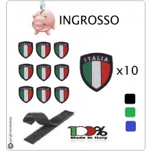 Scudetto Patch Ricamato Italia con Velcro Blu Verde Nero INGROSSO 10 pezzi Art.ING-ITALIA
