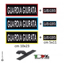 Patch Toppa Vendita a Coppia Grande 23x10 + Piccola 11x5 GUARDIE GIURATE per Giubbotto Antiproiettile o Gilet Tattico Art. GG-23x10