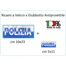 Patch Toppa Vendita a Coppia Grande 23x10 + Piccola 11x5 POLIZIA per Giubbotto Antiproiettile o Gilet Tattico Art.PS-23x10