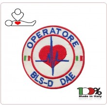 Patch Toppa Ricamata Bianca con Velcro D.A.E. OPERATORE BLS-D cm 6.00 DAE Art.DAE-37 Patch Toppa Ricamata Bianca con Velcro D.A.E. OPERATORE BLS-D cm 6.00 DAE Art.DAE-37