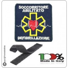 Patch Ricamo a Macchina Con Velcro 118 CRI Misericordia SOCCORRITORE ABILITATO TEFIBRILLAZIONE - Quadrata  Art.118-DEFQ