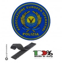 Patch Ricamate a Macchina  A.E.O.P. Associazione Europea Operatori di Polizia con Velcro  Art. NSD-AEOP-GO