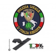 Patch Toppa Ricamata con Velcro Polizia Locale Nuovo Logo L'ITALIA RESISTE Art. NSD-IR-1