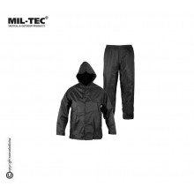 Tuta Completo Giacca + Pantaloni Anti Pioggia Nero MIL-TEC Vigilanza Tempo Libero Caccia Art. 10625002