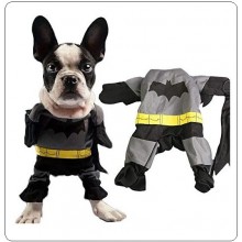 Vestito Completo + Mantello Gatto Cucciolo di Cane Cotone Batman Festa Art.BATMAN