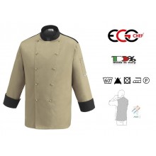 Giacca Cuoco Chef Black Confort Air Personalizzabile con Nome Color Kaky Ego chef Italia Art.. 2028008C
