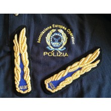 Alamari per Ufficiali A.E.O.P. Associazione Europea Operatori di Polizia Canottiglia cm 16 Ricamati a Mano  Art.NSD-09