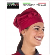 Cappello Cuoco Chef Professionale Pangea Rubino 100% Italia Art.JO0500