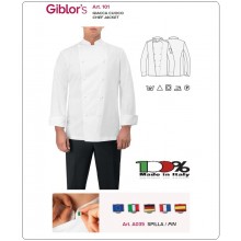 Giacca Mario Bianca Cuoco Chef Giblor’s Possibilità Personalizzazione sul Petto Ricamata Art. 101 