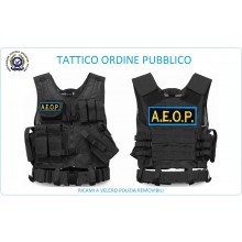 Tactical Vest Gilet Tattico Modulare Corpetto Tattico Mil-Tec Nero A.E.O.P. Ass. Europea Operatori di Polizia Art. 10720002-AEOP