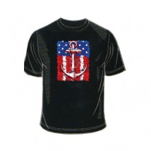 T-Shirt Maglietta American Flag Anchor On US Colore Nero EUMAR Art. 17740