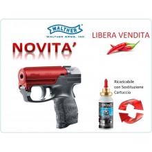 PDP Pistola Spray al Peperoncino NERA + ROSSO  RICARICABILE Walther Difesa Personale Libera Vendita e Libero Trasporto Art. UM-2-2050