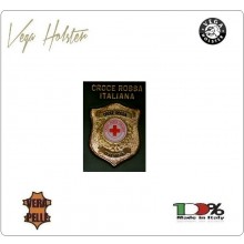 Placca con Supporto Cuoio Da Inserire Al Portafoglio C.R.I. Croce Rossa Italiana  1WG Vega holster Italia Art. 1WG-117