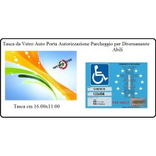 Tasca da Vetro Auto Porta Autorizzazione Parcheggio Per Diversamente Abili Disabili  cm 16x11 Art.DISABILI