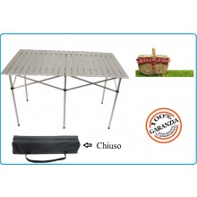 Tavolo Tavolino Richiudibile Campeggio Pic Nic Alluminio Leggerissimo 70x70x120 cm Camper Viaggio Art. 31875
