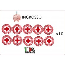 Patch Toppa Ricamata con Velcro Croce Rossa Italiana CRI 22 Agosto 1864 CONVENZIONE DI GINEVRA INGROSSO x 10 pezzi  DAE Art.ING-CRI
