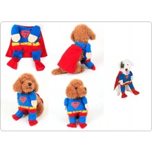 Vestito Completo + Mantello Gatto Cucciolo di Cane Cotone Superman Festa Art.SUPERMAN