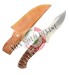 Coltello Lama Fissa con Fodero Cuoio Manico Legno Palissandro Caccia Pesca Idea regalo cm 28 Maru Art. MARU-04