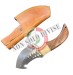 Coltello Lama Fissa con Fodero Cuoio Manico Legno Palissandro + Corno Caccia Pesca Idea regalo cm 22 Maru Art. MARU-09