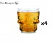 Vin Bouquet FIA 471 Set di 4 Bicchieri di Vetro Tipo Teschio per Whisky, Vodka, Liquore Art. FIA471