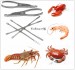 Set Crostacei + Pinza + Forchette Seafood Tools Set, Stainless Steel, Silver, 17 x 19 x 1.7 cm Vin Bouquet Art.FIH259