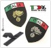 Patch Scudetto Ricamo a Macchina Con Velcro Italia + Carabinieri CC Per Tuta OP  Art.NSD-IT-CC - fiamma argento