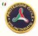 Patch Toppa Ricamata Protezione Civile Volontari Blu Bordo Giallo New Art.PC-111