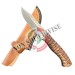 Coltello Lama Fissa con Fodero Cuoio Manico Legno Palissandro Caccia Pesca Idea regalo cm 28 Maru Art. MARU-04