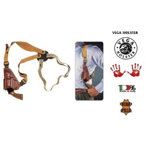 Fondina Ascellare Capovolta Marrone Pelle Vega Holster Italia Polizia Carabinieri GPG IPS Guardie Giurate  Art. DA1